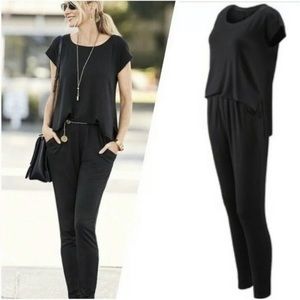 Cabi black shortsleeved jumpsuit size small